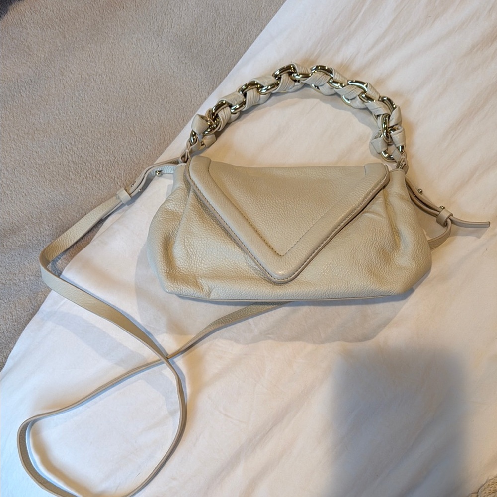Vince Camuto Cream Shoulder Bag with Silver Chain
